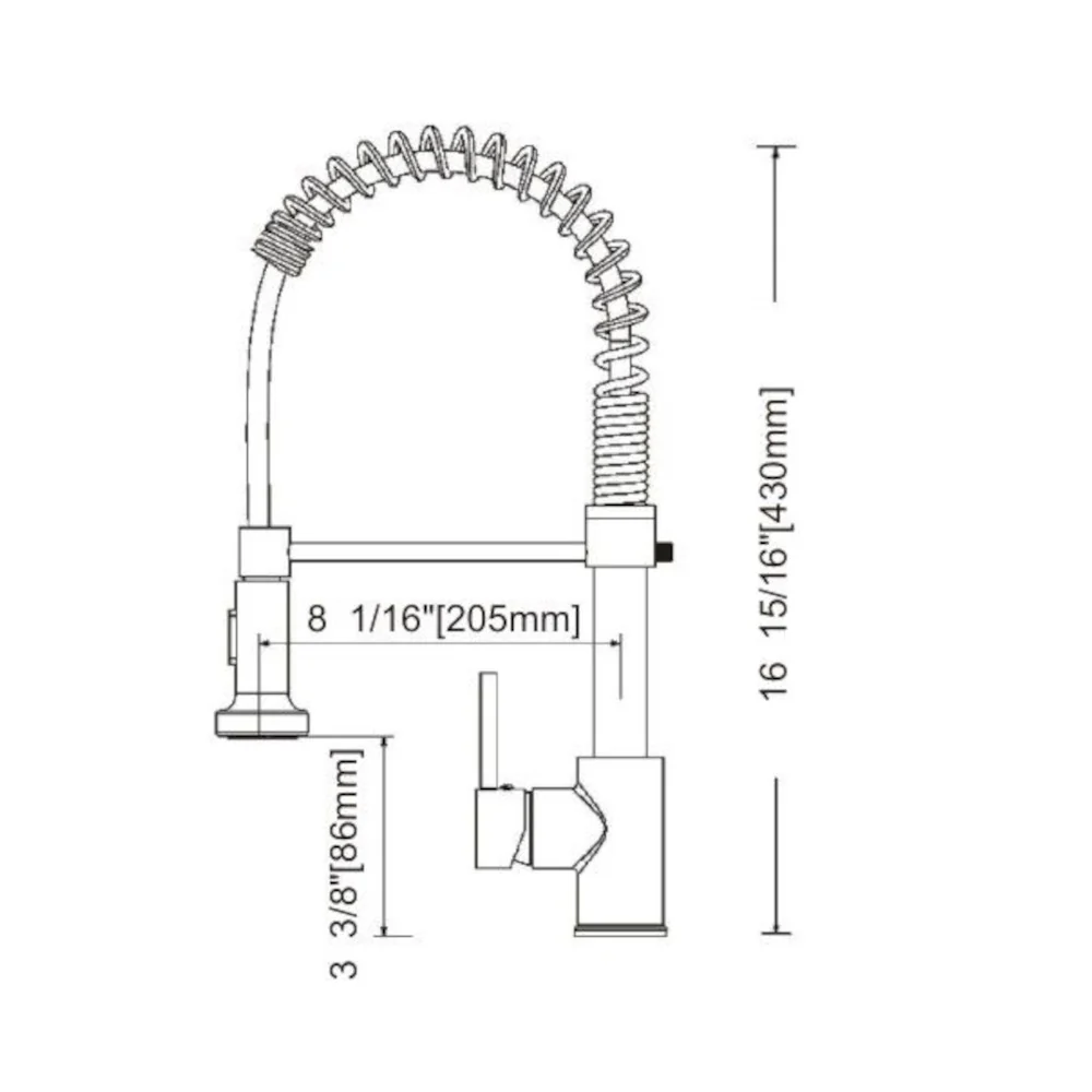 Commercial Style Kitchen Faucet 8 1/16" x 16 15/16" Brushed nickel - Image 5