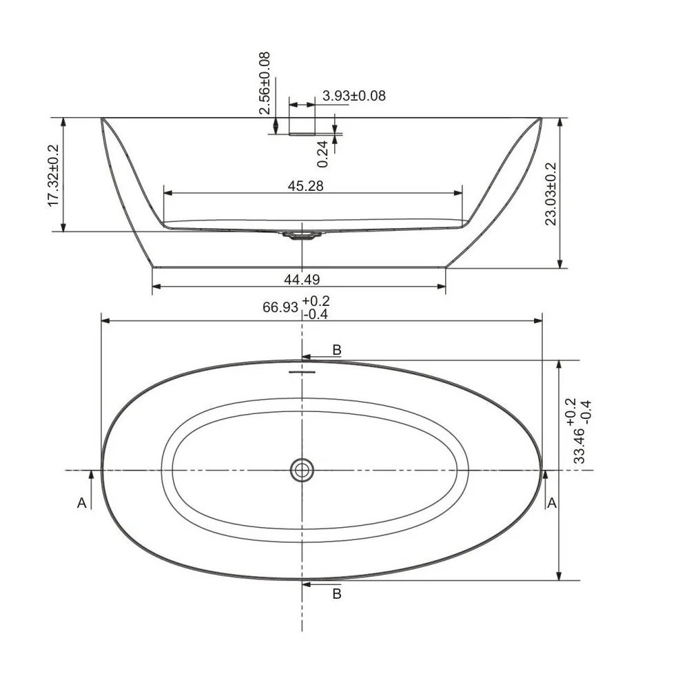 White Free Standing Acrylic Bathtub 67" x 33.5" x 23" - Image 3